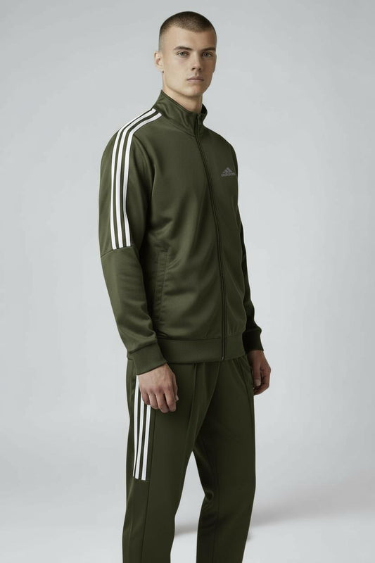 Adidas 3-Stripe Tracksuit – Army Green – Micro Stretch DRI-FIT Fabric