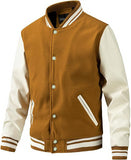 Camel Brown Color Baseball Jacket