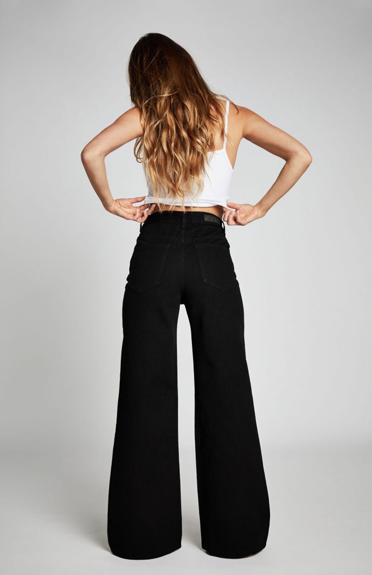 Women Denim Wide Leg Jeans Black Color