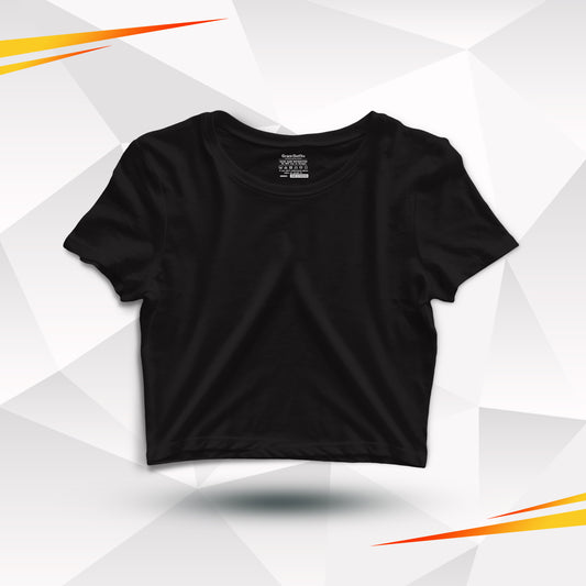 Black Basic Cotton Crop Top