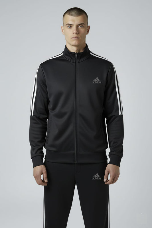 Adidas 3-Stripe Tracksuit – Black – Micro Stretch DRI-FIT Fabric
