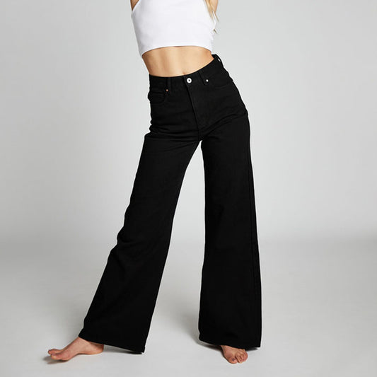 Women Denim Wide Leg Jeans Black Color