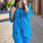 Women's Cotton Night Suit – Blue Polka Dot Set
