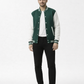 Men’s Casual Varsity Baseball Jacket - Olive Green