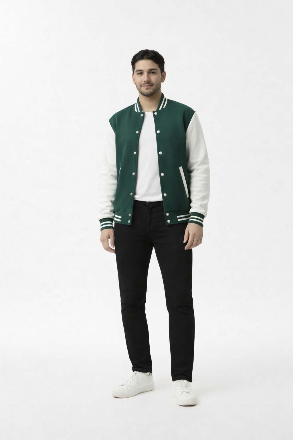 Men’s Casual Varsity Baseball Jacket - Olive Green