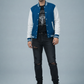 Men’s Casual Varsity Baseball Jacket - Petroleum Blue