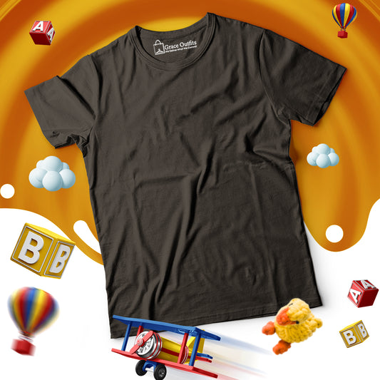 Dark Grey Kids Half Sleeves Basic T Shirt