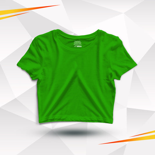 Dark Green Basic Cotton Crop Top