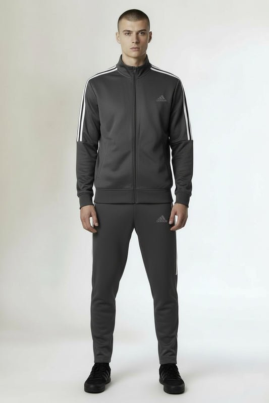 Adidas 3-Stripe Tracksuit – Gray – Micro Stretch DRI-FIT Fabric