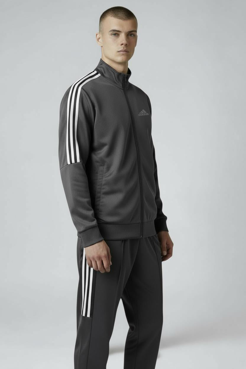 Adidas 3-Stripe Tracksuit – Gray – Micro Stretch DRI-FIT Fabric
