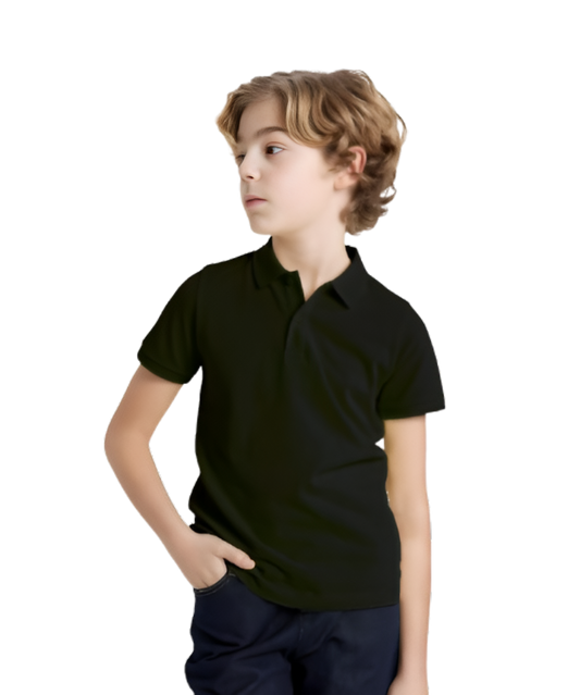 Unisex Boys & Girls Cotton Polo Shirt – Black