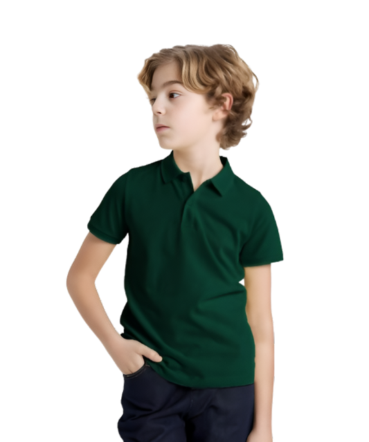 Unisex Boys & Girls Cotton Polo Shirt – Olive Green
