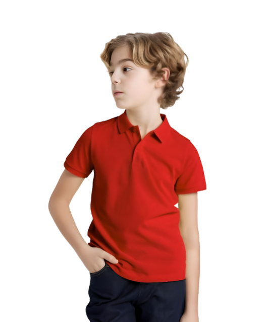 Unisex Boys & Girls Cotton Polo Shirt – Red
