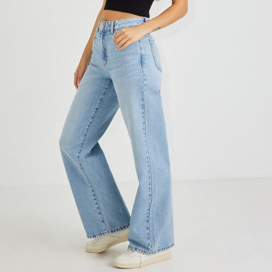 Women Denim Wide Leg Jeans Light Blue Color