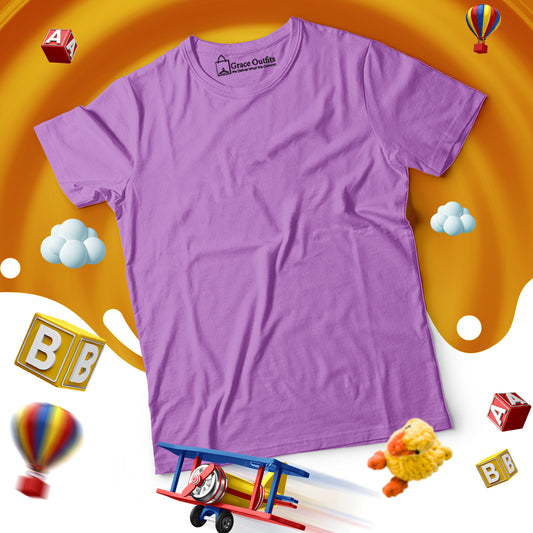 Light Purple Kids Half Sleeves Basic T Shirt