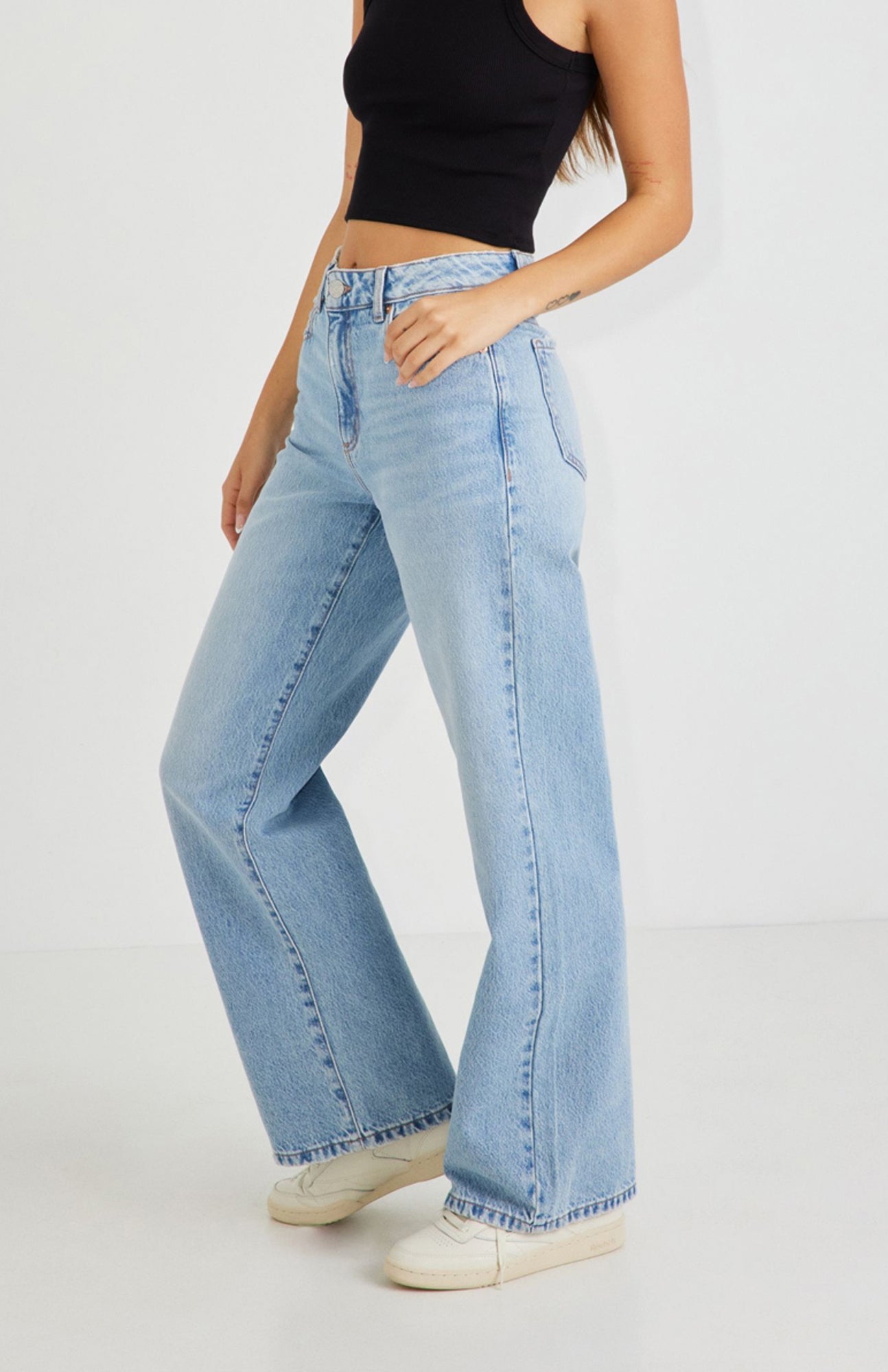 Women Denim Wide Leg Jeans Light Blue Color