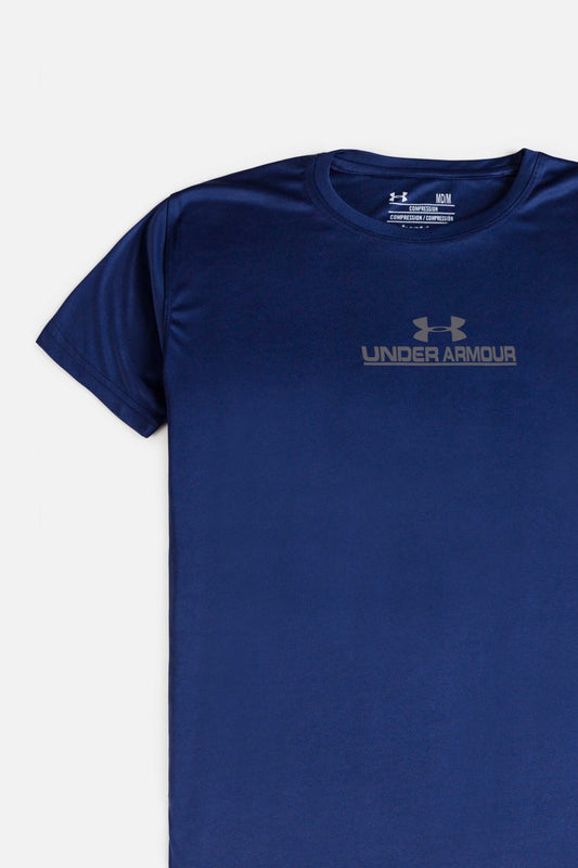 Navy Blue Under Armour Front Logo DRI-FIT T-Shirt