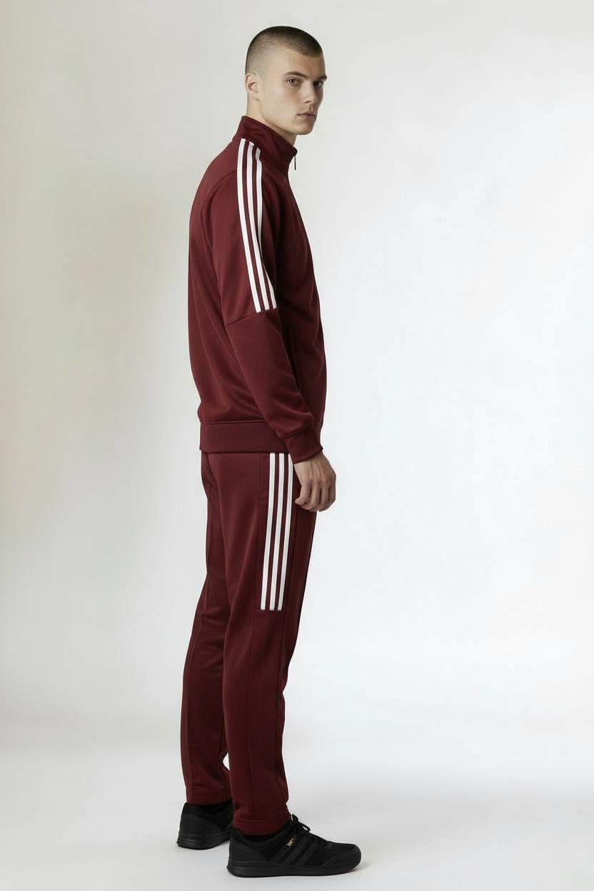 Adidas 3-Stripe Tracksuit – Maroon – Micro Stretch DRI-FIT Fabric