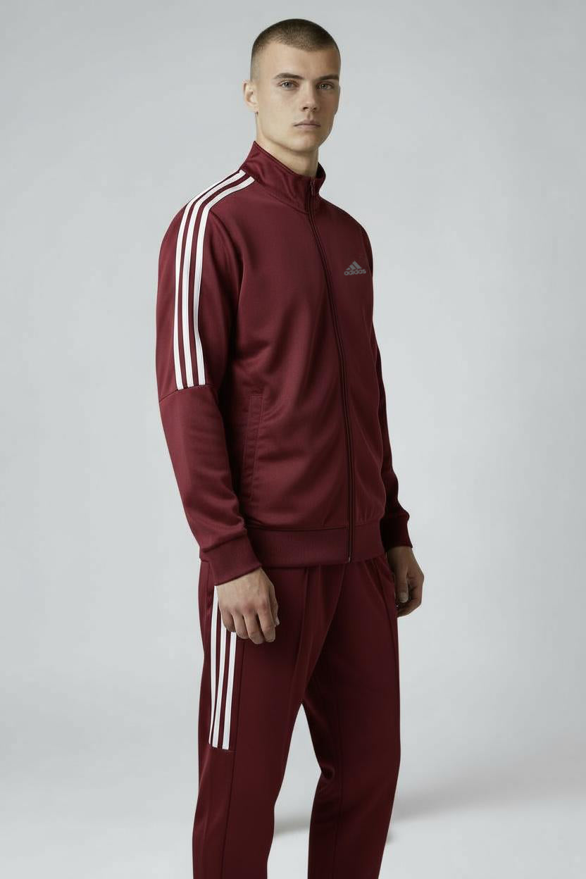 Adidas 3-Stripe Tracksuit – Maroon – Micro Stretch DRI-FIT Fabric