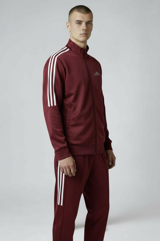 Adidas 3-Stripe Tracksuit – Maroon – Micro Stretch DRI-FIT Fabric