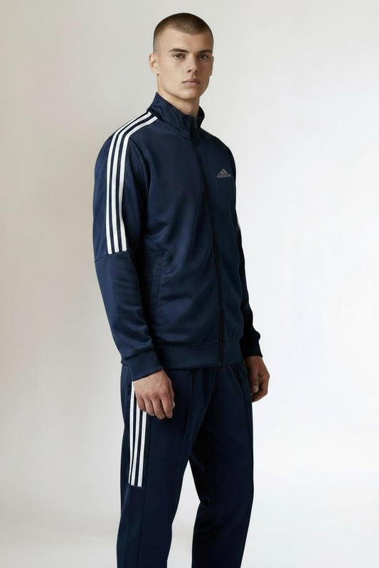 Adidas 3-Stripe Tracksuit – Navy Blue – Micro Stretch DRI-FIT Fabric