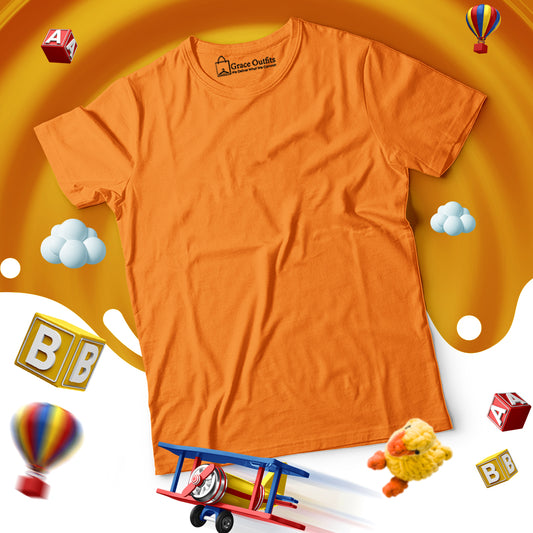 Orange Kids Half Sleeves Basic T Shirt