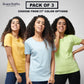 Women's Pack of 3 Half Sleeves T-Shirts