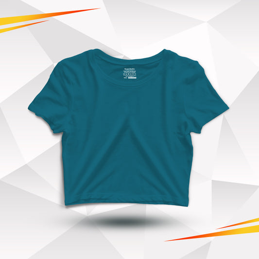 Petroleum Blue Basic Cotton Crop Top
