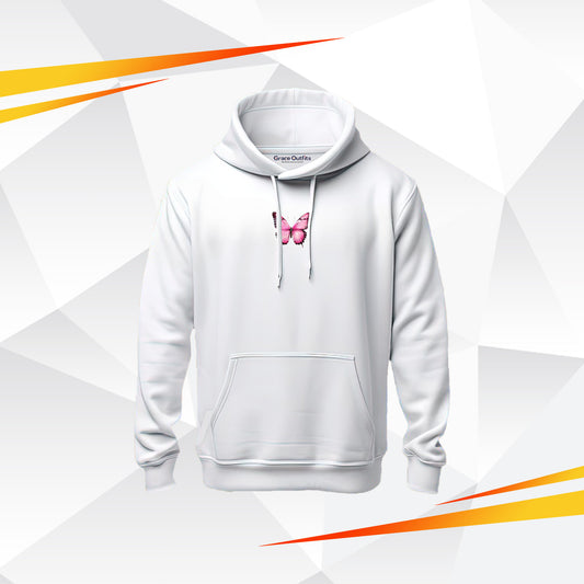 Pink Butterfly Graphic Hoodie