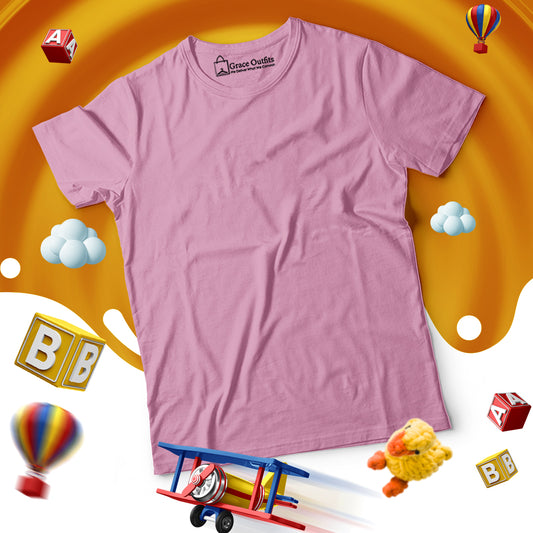 Pink Kids Half Sleeves Basic T Shirt