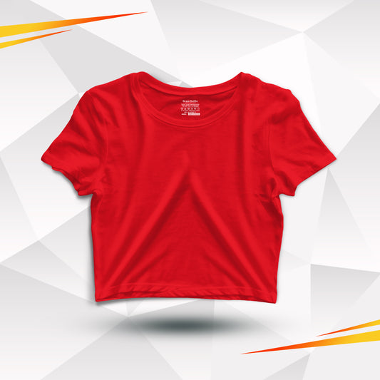 Red Basic Cotton Crop Top