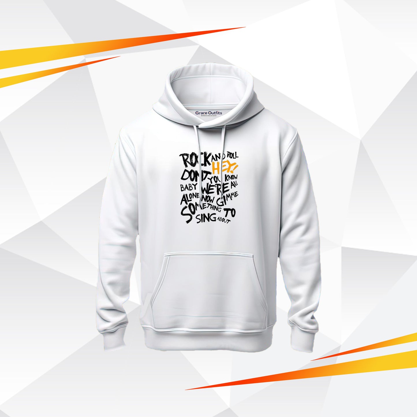 Rock & Roll Hey Hoodie – Typography Graphic Hoodie