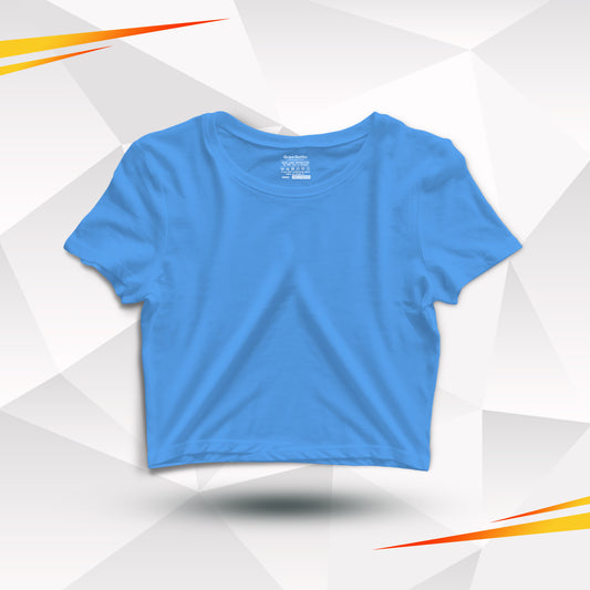 Sky Blue Basic Cotton Crop Top