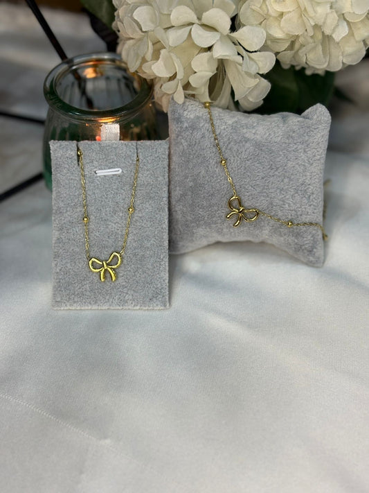 Bundle 15 - Bow Beaded Chain & Bracelet Set
