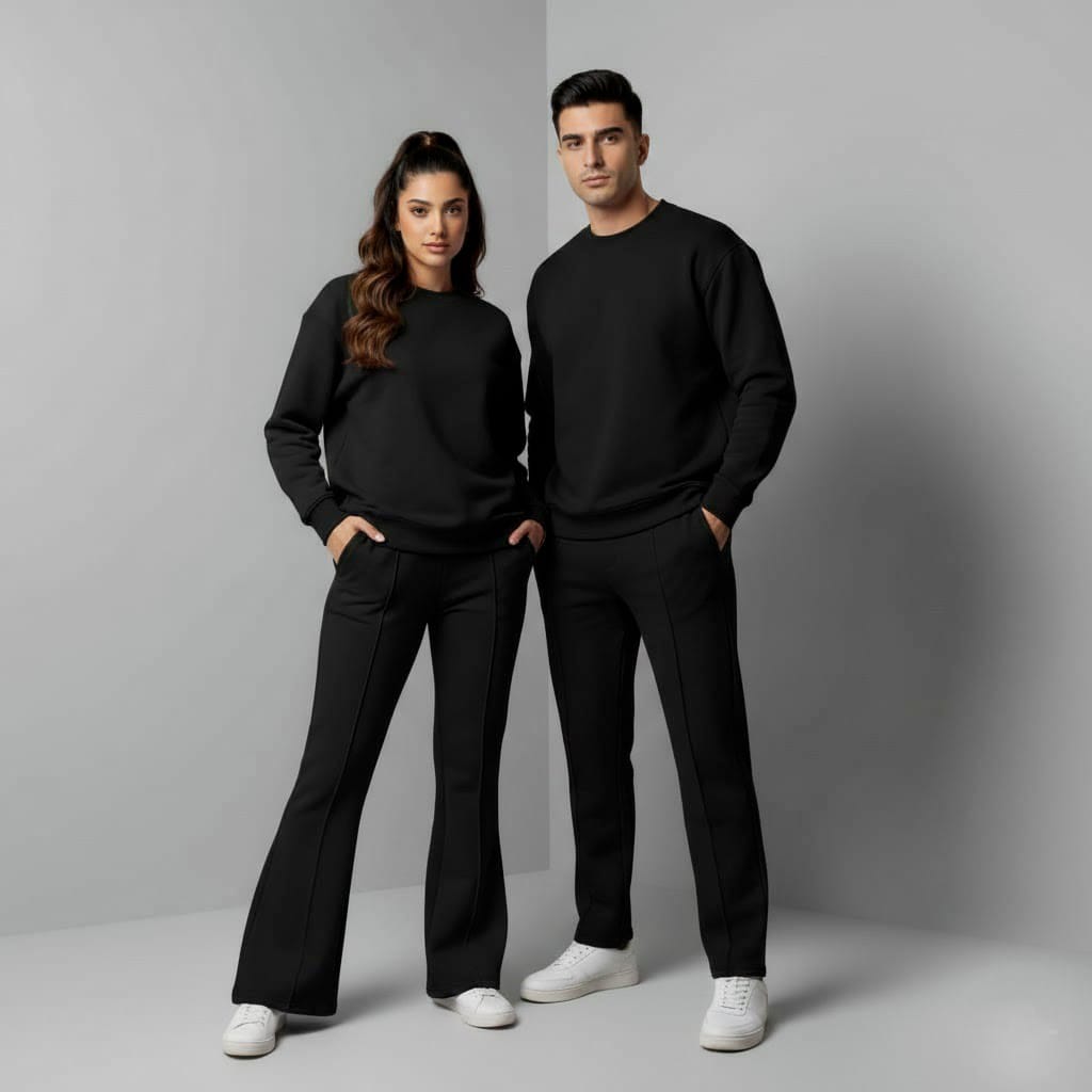 Winter Fleece Couple's Co-Ord Set – Black