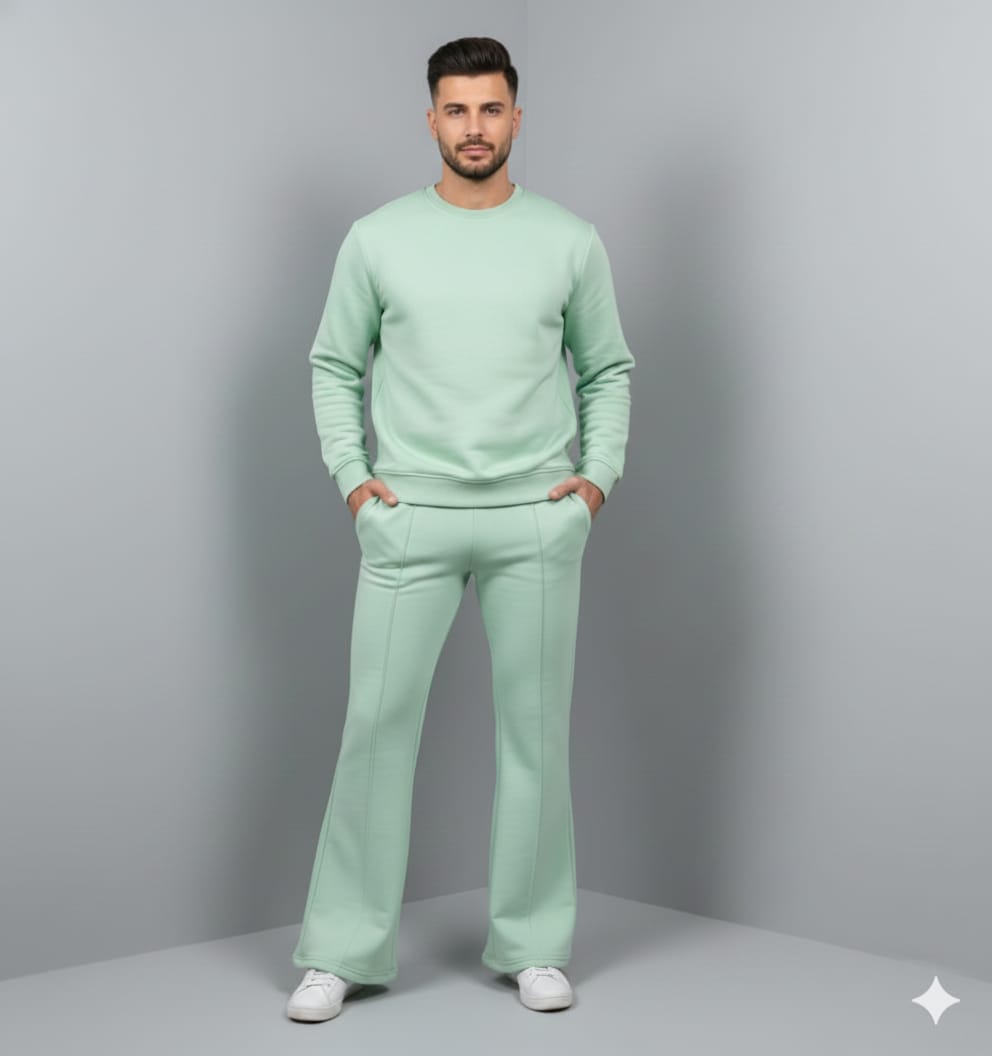 Winter Fleece Men's Co-Ord Set – Green Pistachio