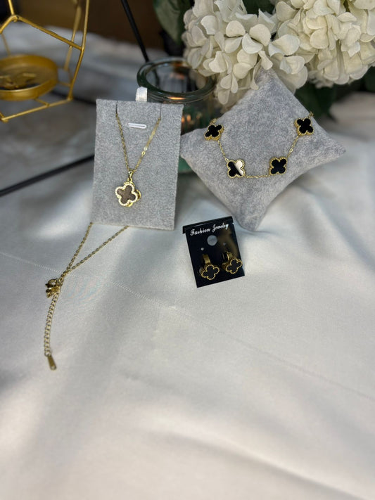 Bundle 07 – Elegant Clover Jewelry Set (Gold Finish)
