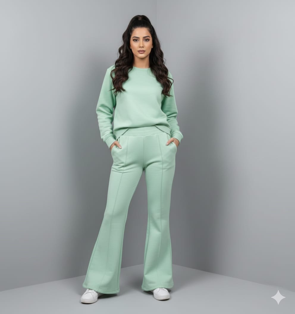 Winter Fleece Co-Ord Set – Green Pistachio
