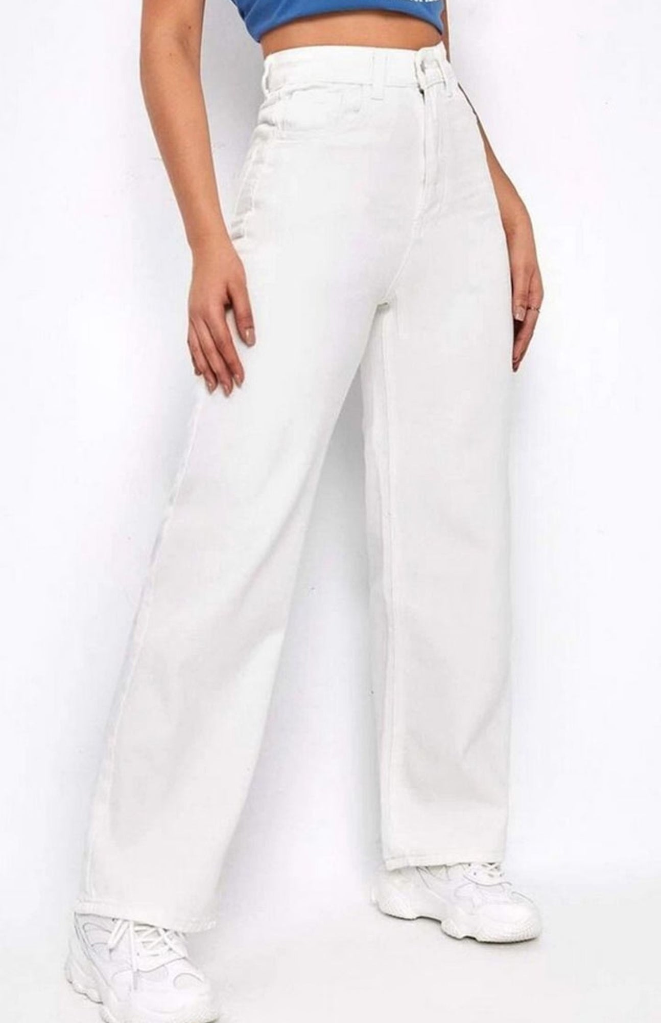 Women Denim Wide Leg Jeans White Color