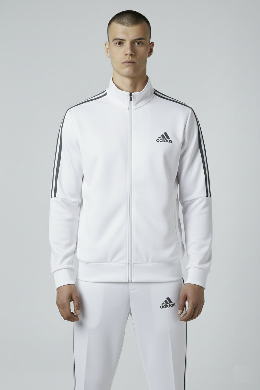 Adidas 3-Stripe Tracksuit – White – Micro Stretch DRI-FIT Fabric