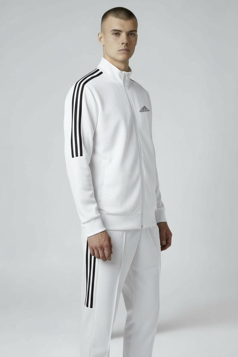 Adidas 3-Stripe Tracksuit – White – Micro Stretch DRI-FIT Fabric