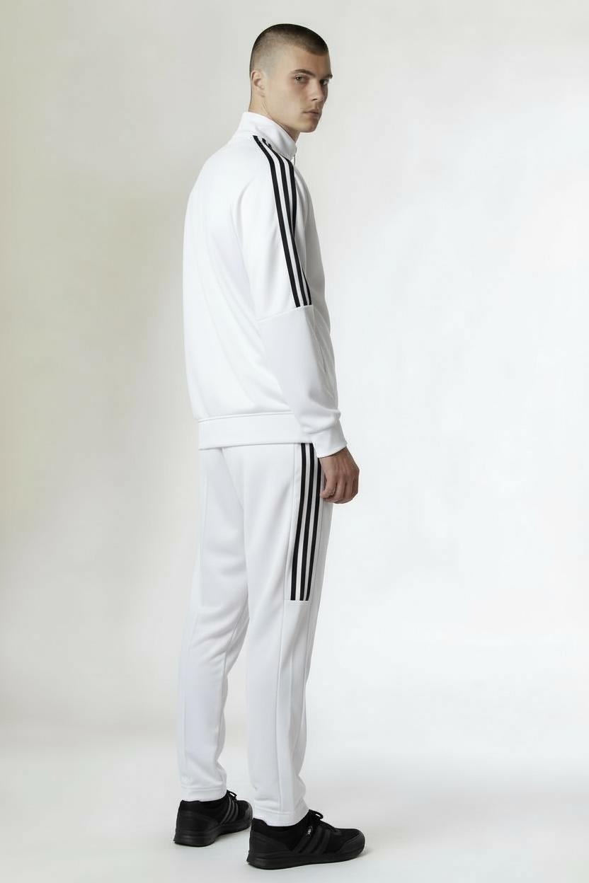 Adidas 3-Stripe Tracksuit – White – Micro Stretch DRI-FIT Fabric