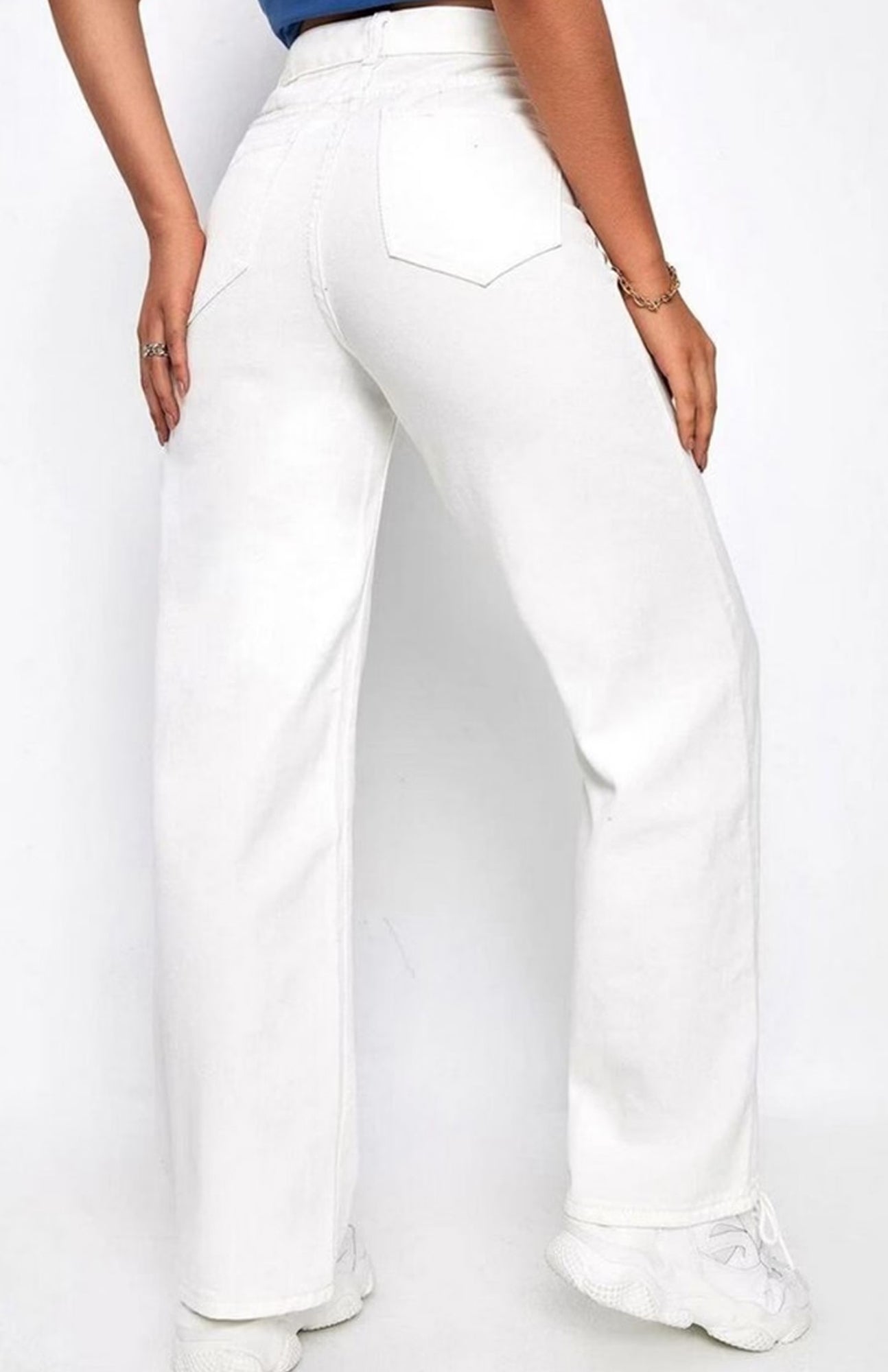 Women Denim Wide Leg Jeans White Color