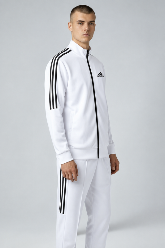 Adidas 3-Stripe Tracksuit – White – Micro Stretch DRI-FIT Fabric