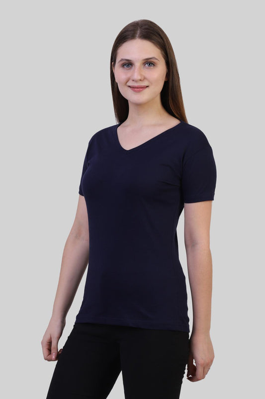 Basic Navy Blue V-Neck T-Shirt