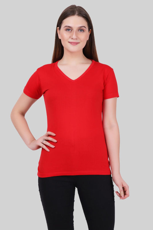 Basic Red V-Neck T-Shirt