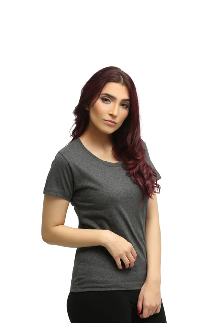 Women's Basic Charcoal Half Sleeves T-Shirt