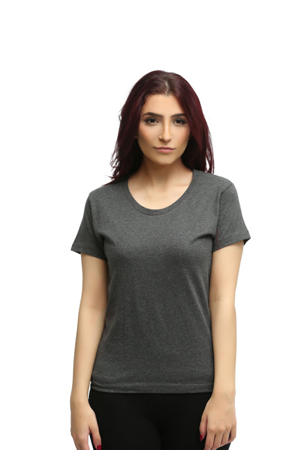 Women's Basic Charcoal Half Sleeves T-Shirt