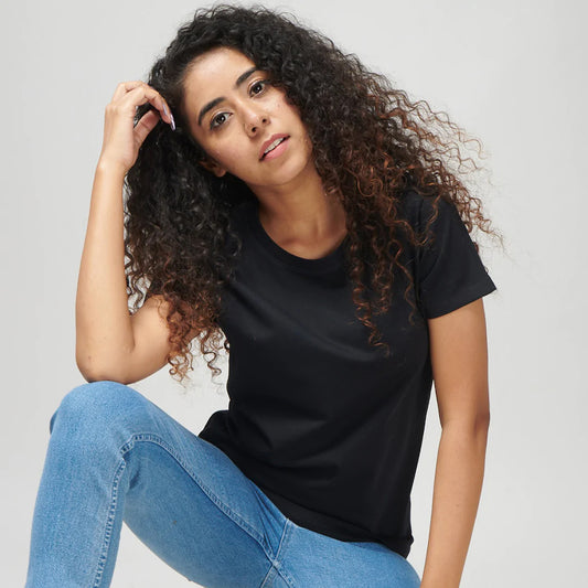 Women's Basic Black Half Sleeves T-Shirt
