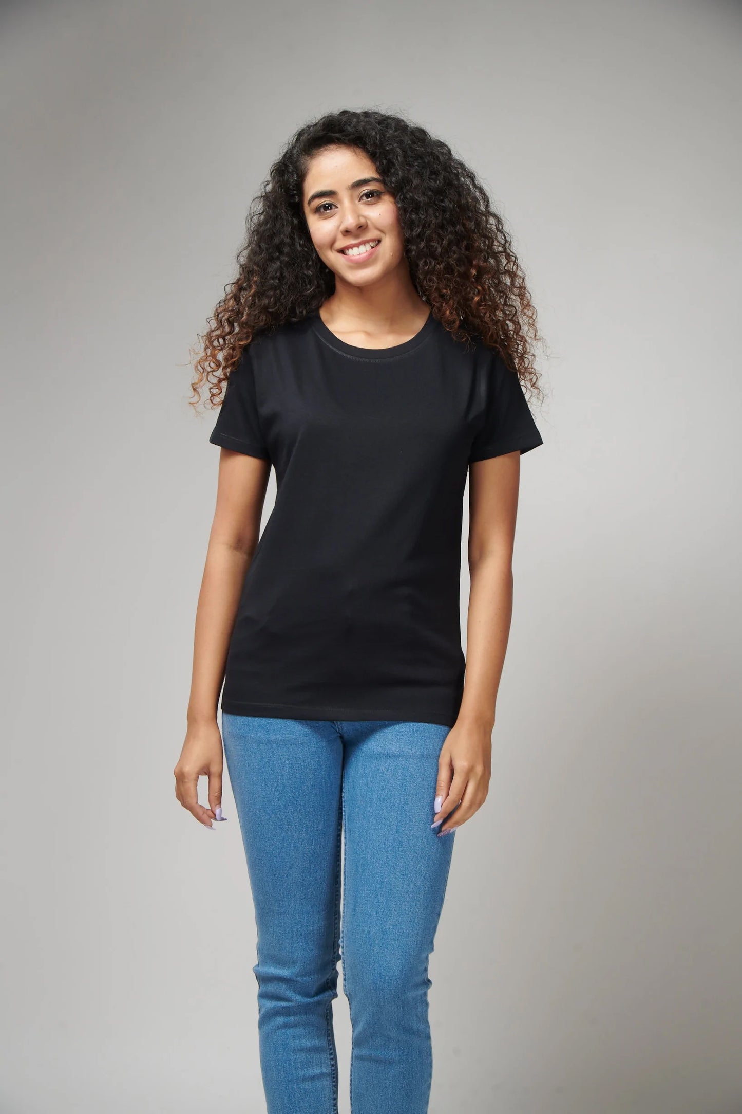 Women's Basic Black Half Sleeves T-Shirt